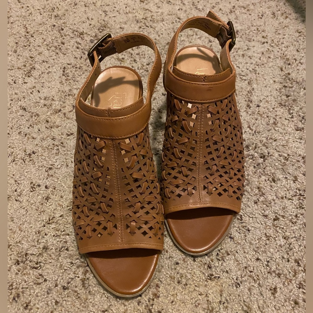 Franco Sarto Harlet Woven Leather Heel Sandals Size 7